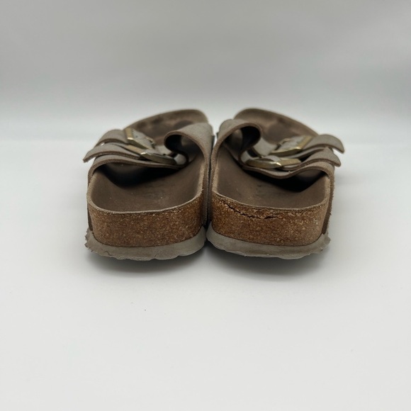 Birkenstock Arizona Leather Washed Metallic Silver Sandal - Picture 5 of 10
